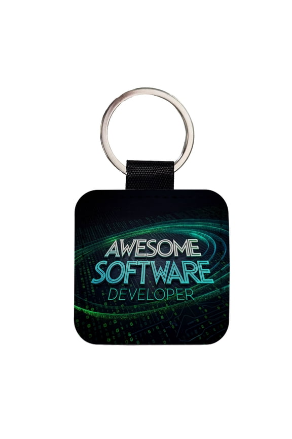 Awesome Software Developer Inspirational Faux Leather Square Keychain