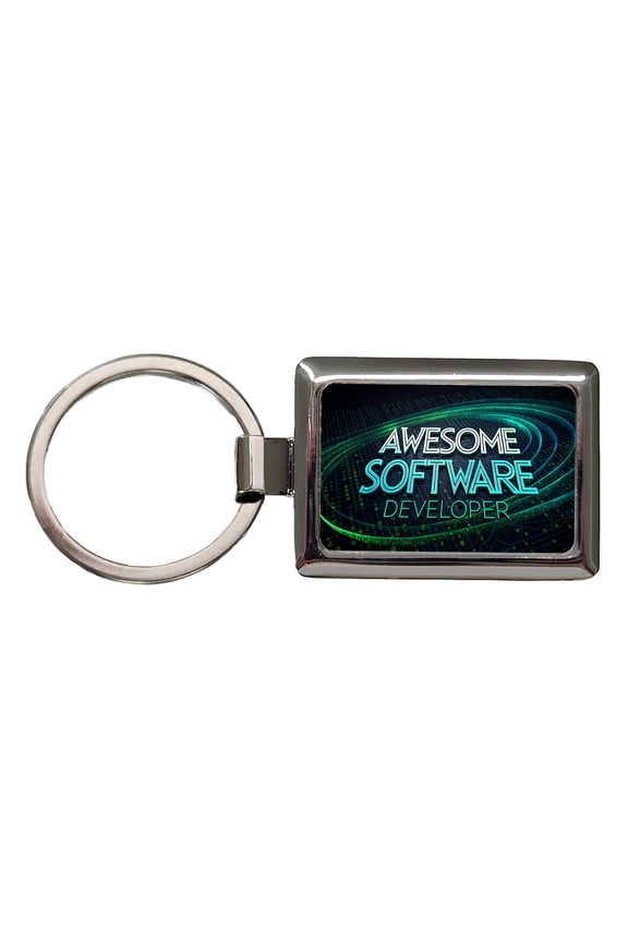 Awesome Software Developer Inspirational Metal Rectangle Keychain