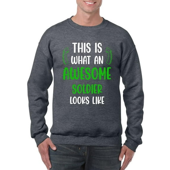 Awesome Soldier Looks Like Sweatshirt Men -Smartprints Designs, Male 4X-Large