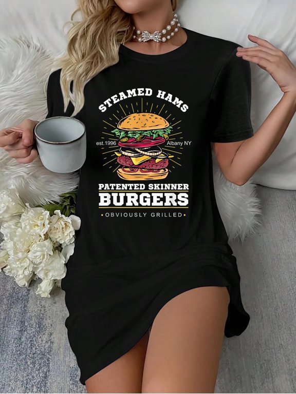 Awesome Steamed Hams Skinner Burger Themed Funny Meme T-Shirt Dress Casual Summer Dress Everyday Outfit