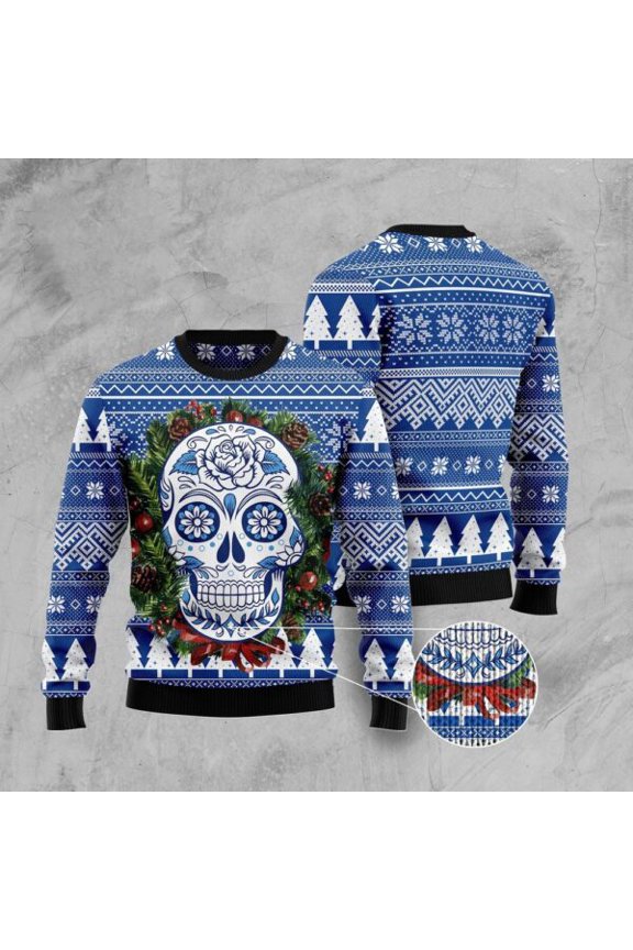 Awesome Sugar Skull Ugly Christmas Sweater, Christmas Sweater, Ugly Sweater, Funny Xmas Sweaters