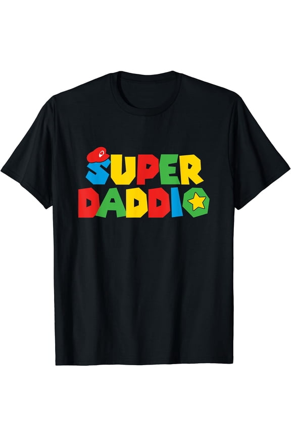 Awesome Super Dad Gaming Style Graphic T-Shirt, Celebrates Fatherly Powers