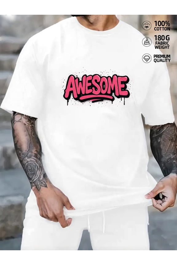 Awesome Tee men's Black Wall Street white 180G 100% Cotton tradition Vintage Trendy Unisex Shirt Cotton tshirts Unique Design Unisex Shirt Cotton tshirts