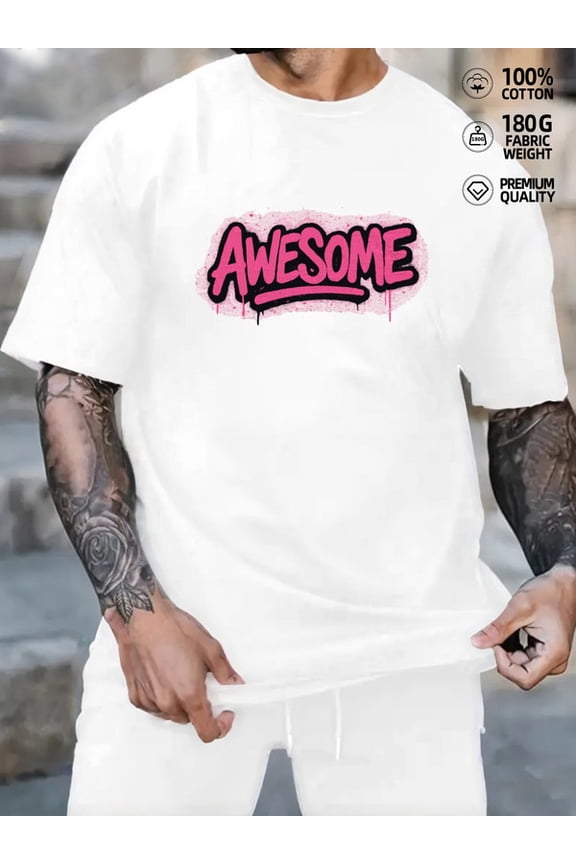 Awesome Tee mens Black Wall Street white 180G 100% Cotton Inspirational tradition Retro Unisex Shirt Short Sleeve tshirts Trendy Unisex Shirt Cotton tshirts