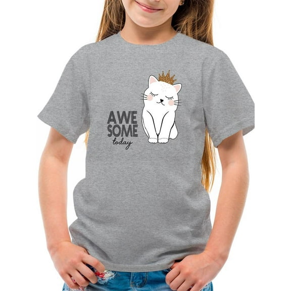 Awesome Today Cat Crown T-Shirt Juniors -Image by Shutterstock,  Large