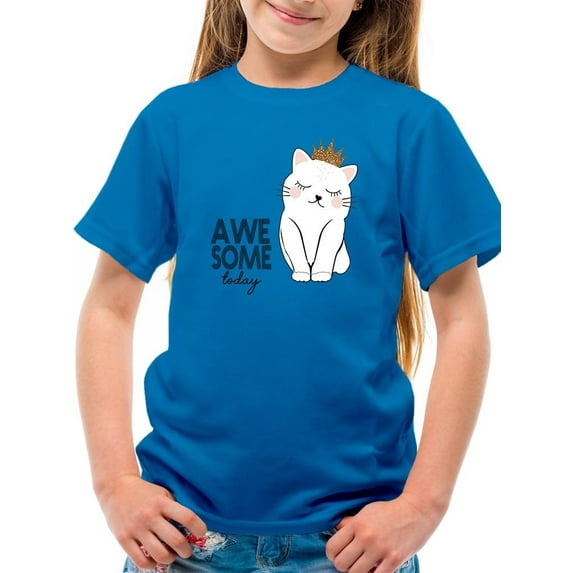 Awesome Today Cat Crown T-Shirt Juniors -Image by Shutterstock, x-Small