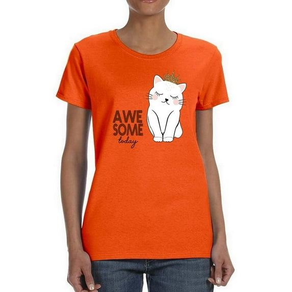 Awesome Today Cat Crown T-Shirt Women -Image by Shutterstock, Female Medium