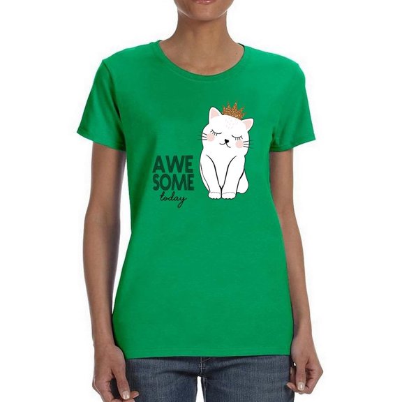 Awesome Today Cat Crown T-Shirt Women -Image by Shutterstock, Female XX-Large