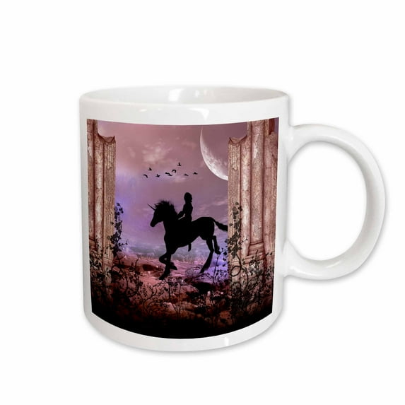 3drose, Awesome Unicorn with Fairy in the Sunset, 15oz Mug