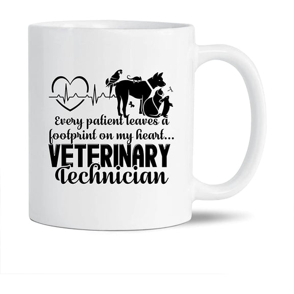 Awesome Vet Tech Decorative Mug, Veterinary Technician Pottery Teacup, Unique Vet Tech Coffee Mug, Vet Tech White Ceramic Tea Mug, Vet Tech Mug Cup 11 Oz.