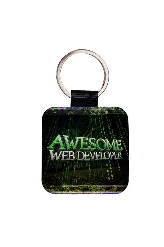 Awesome Web Developer Inspirational Faux Leather Square Keychain