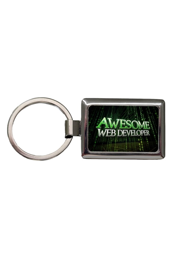 Awesome Web Developer Inspirational Metal Rectangle Keychain