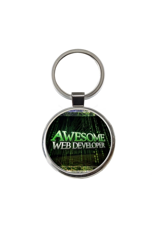 Awesome Web Developer Inspirational Metal Round Keychain