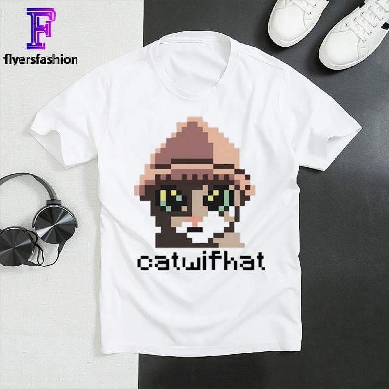 Awesomefullpixelcatwifhat2024mensshirt