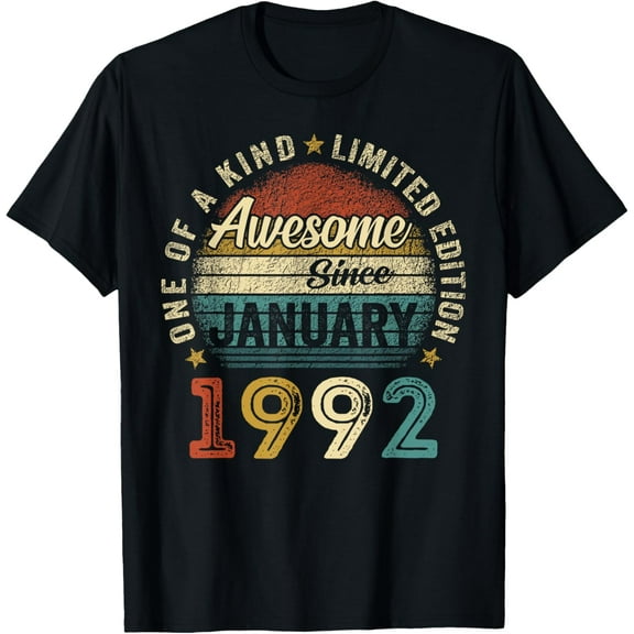 Awesome since January 1992 33 Year Old 33rd Birthday Men Boy T-Shirt