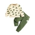 Awevudst Baby Boy Fall Outfit Dinosaur Print Sweatshirt and Elastic