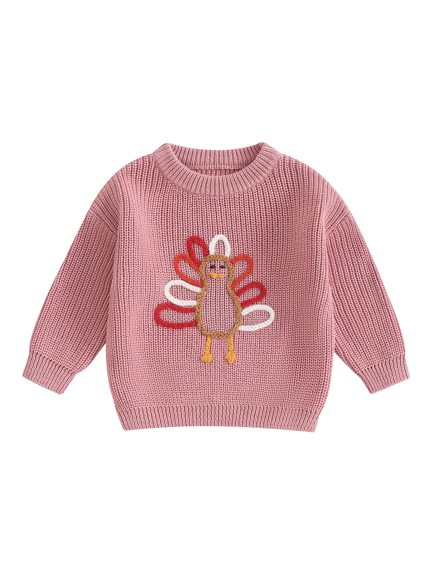 Awevudst Baby Boy Girl Thanksgiving Sweater Turkey Embroidery Long