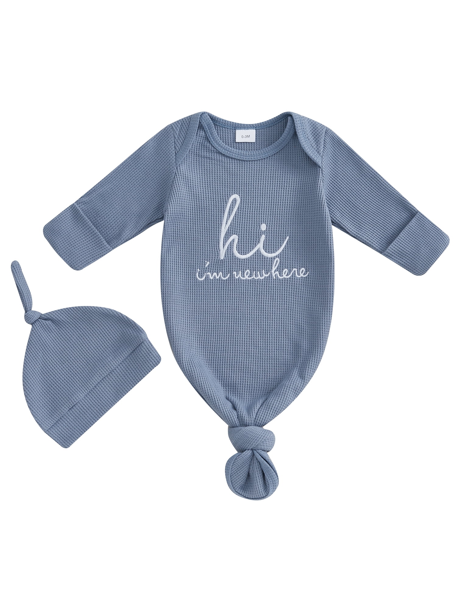 Awevudst Baby Waffle Sleeping Bag Letter Embroidery Long Sleeve Blanket