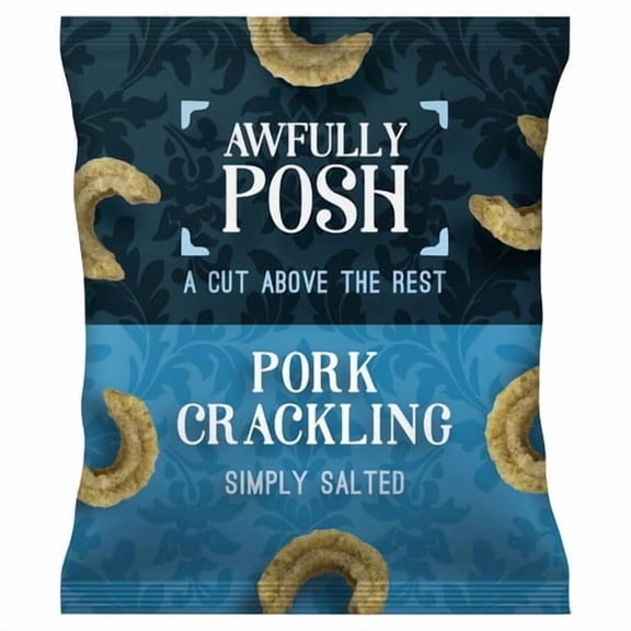 Awfully Posh Sea Salt Pork Crackling 40g, British Import (Pack of 6)