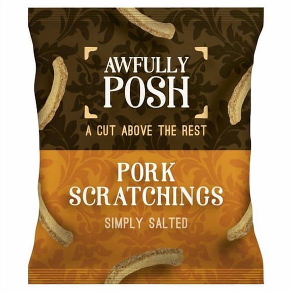 Awfully Posh Traditional Pork Scratching 40g, British Import (Pack of 6)
