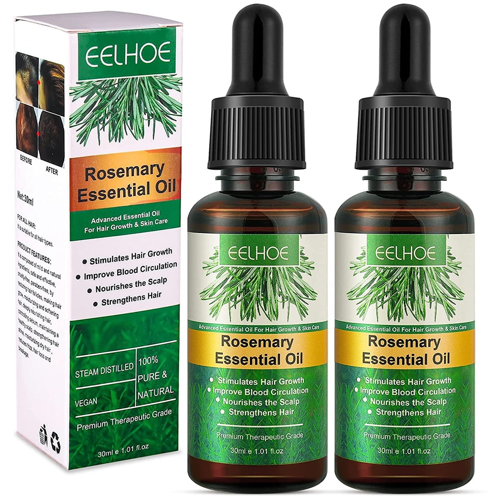 2pcs Rosemary Essential Oil, Rosemary Hair Growth Oil for Hair Loss Regrowth Treatment, Pure Natural Stimulates Hair Growth, Improves Blood