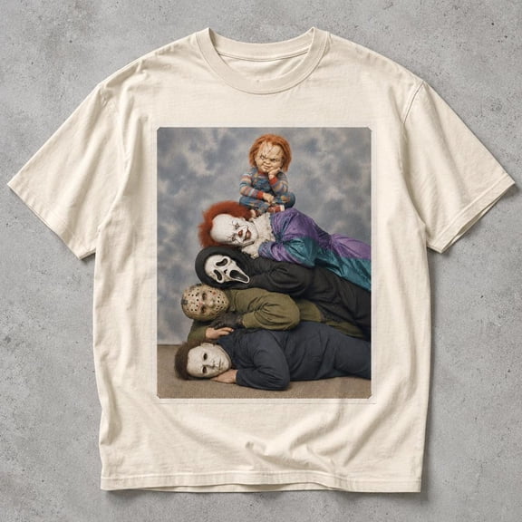 Awkward Family Portrait Gift Retro Slasher Movie Tee Vintage Horror Movie Spooky Season Halloween T-Shirt