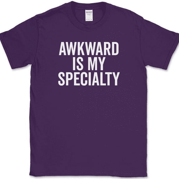 Awkward Is My Specialty T-Shirt Funny Text Humor Novelty Tee - Purple, 2XL