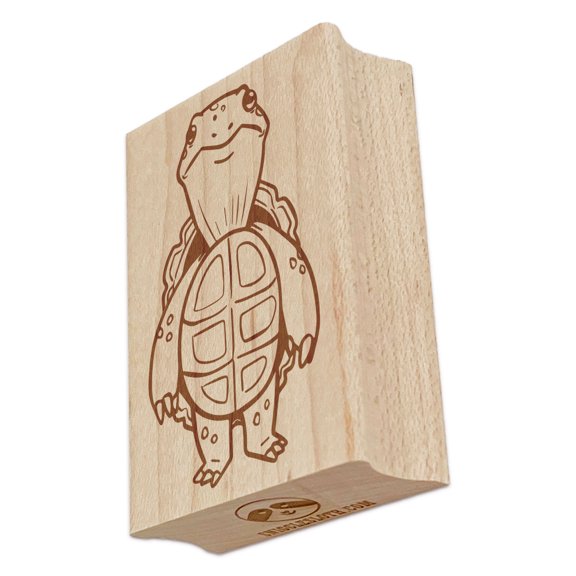 Awkward Standing Turtle Rectangle Rubber Stamp Stamping Scrapbooking Crafting - Small 1.7in
