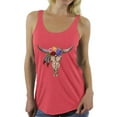 thumbnail image 1 of Awkward Stlyes Cow Skull Racerback Tank Top Women's Floral Cow Skull Tank Bull Skull Flowers Sleeveless Shirt Dia de los Muertos Gifts for Her Day of the Dead Tank Top Sugar Skull Racerback Tank, 1 of 4