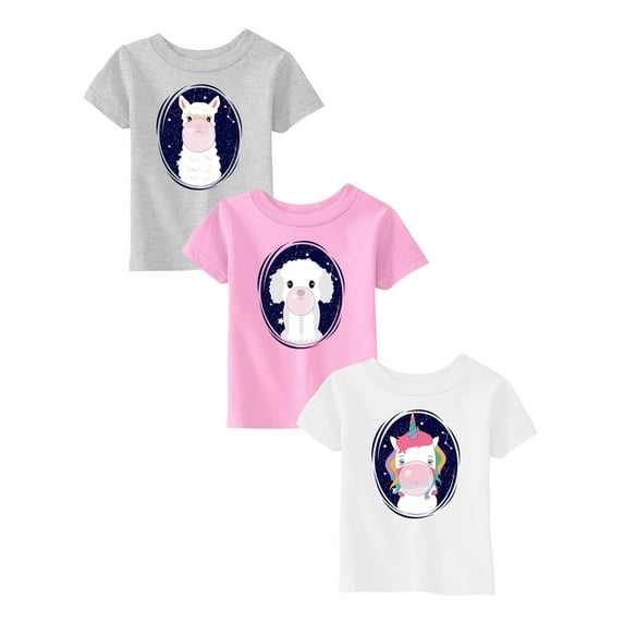 Awkward Styles 1 Year Old Girl Clothes Set of 3 Unicorn Shirts for Girls 12 Month Shirt Puppy 24M Llama Shirts 2 Year Old Girl T Shirt Baby Girls Pink Shirt 6M 12 18M Girl Shirts