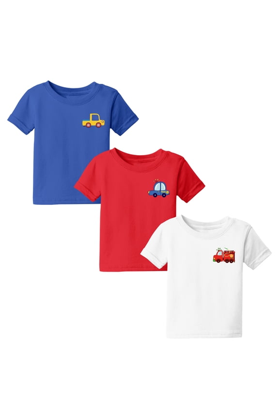 18 Month Baby Boy Clothes 18M Shirt Six Months Baby Shirts 18M Baby Boy Shirt 18M Baby Outfits Truck Police Firefighter Cars Pack of 3
