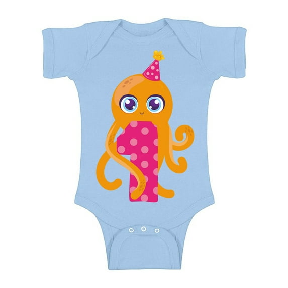 Awkward Styles 1st Birthday Baby Bodysuit Cute Octopus Romper