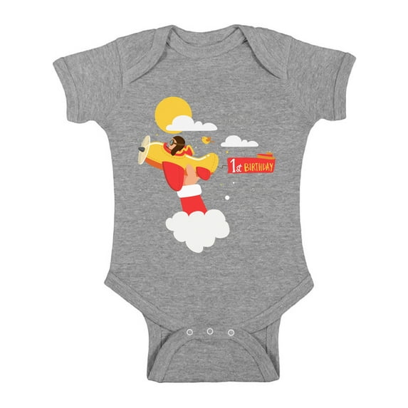 Awkward Styles 1st Birthday Boy Bodysuit Pilot B Day Party Pilot Baby Bodysuit Short Sleeve Pilot Pilot One Piece Top for Baby Boy Birthday Baby Girl Bodysuit Cute 1st Birthday Party Outfit for Baby