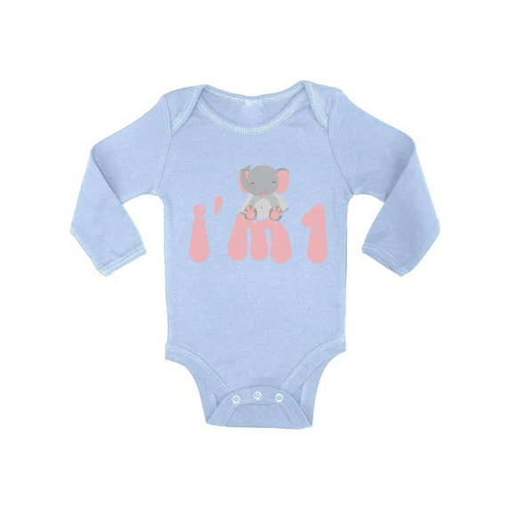 Awkward Styles 1st Birthday Elephant Bodysuit for Baby Boy Birthday Party 1st B Day Animals Bodysuit for Baby Girl Funny Elephant Newborn Outfit Birthday Gift Elephant One Piece Clothing for Kids