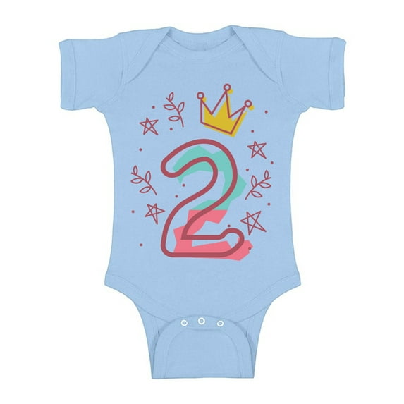 Awkward Styles 2nd Birthday Baby Bodysuit I'm Two Cute Crown Pink Romper