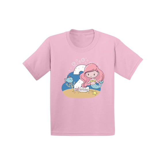 Awkward Styles 2nd Birthday Girl Shirts Mermaid Toddler Shirt Mermaid Birthday Party for Girls 2nd Birthday Gifts for 2 Year Old Birthday Girl Tshirt Cute Birthday Mermaid Shirt I'm 2 Shirt for Kids