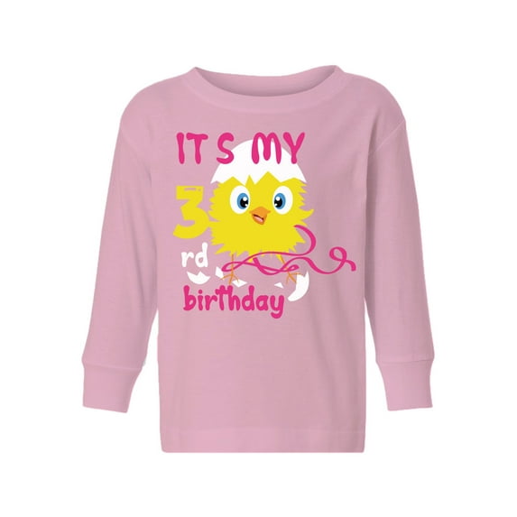 Awkward Styles 3rd Birthday Long Sleeve Shirt It's My Third Birthday Chick Toddler T-shirt for Girls