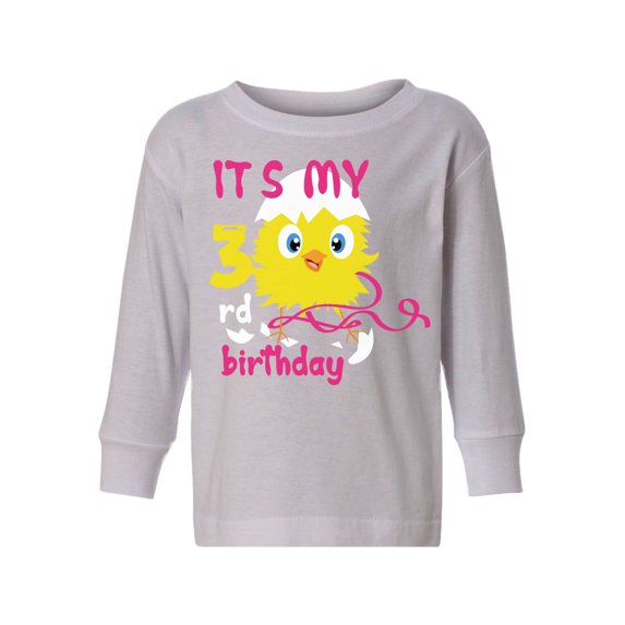 Awkward Styles 3rd Birthday Long Sleeve Shirt It's My Third Birthday Chick Toddler T-shirt for Girls