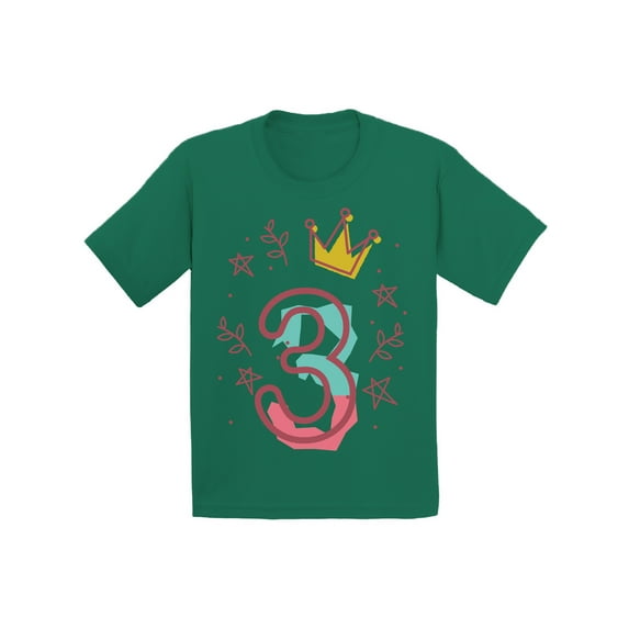 Awkward Styles 3rd Birthday T-Shirt I'm Three Cute Crown Pink Toddler Shirt
