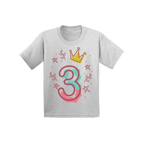 Awkward Styles 3rd Birthday T-Shirt I'm Three Cute Crown Pink Toddler Shirt