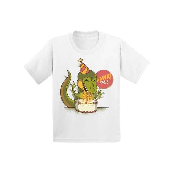 Awkward Styles 3rd Birthday T-Shirt I'm Three Dinosaur Toddler Shirt