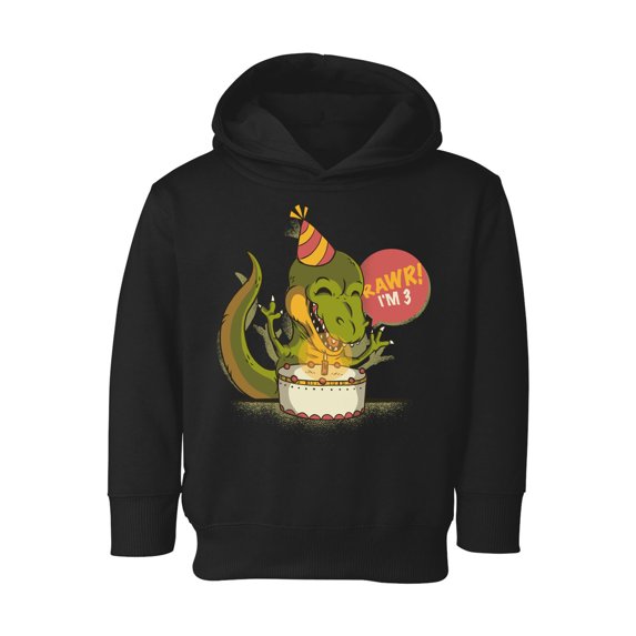 Awkward Styles 3rd Birthday Toddler Hoodie I'm Three Dinosaur Fleece Hooded Sweatshirt for Kids