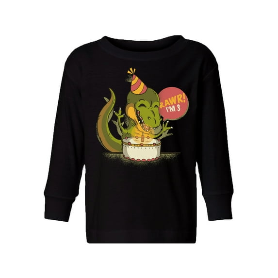 Awkward Styles 3rd Birthday Toddler Long Sleeve Shirt I'm Three Dinosaur Kids T-Shirt