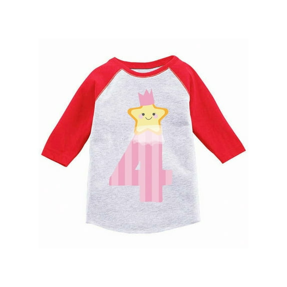 Awkward Styles 4th Birthday Girl T-Shirt Little Star Toddler Raglan Shirt