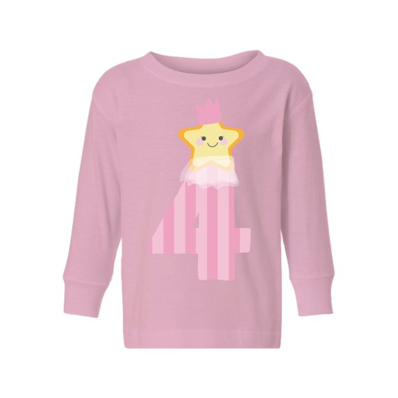 Awkward Styles 4th Birthday Girl Toddler Long Sleeve Shirt Little Star Kids T-Shirt
