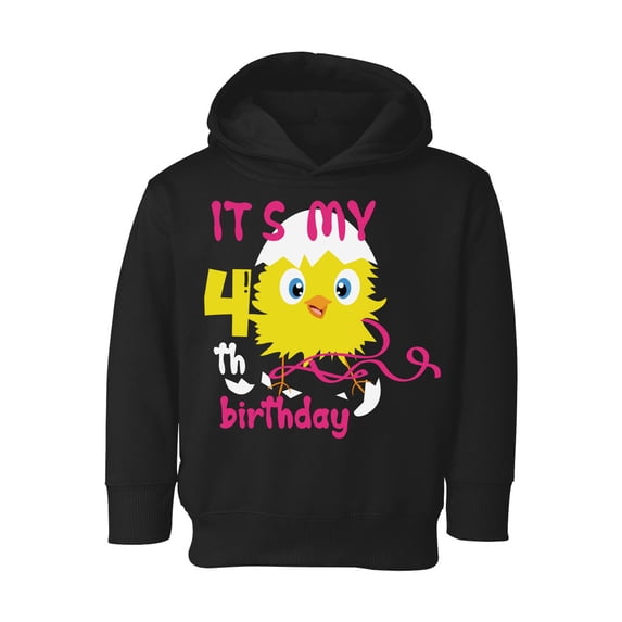 Awkward Styles 4th Birthday Hoodie It's My Fourth Birthday Chick Toddler Hooded Sweatshirt for Girls