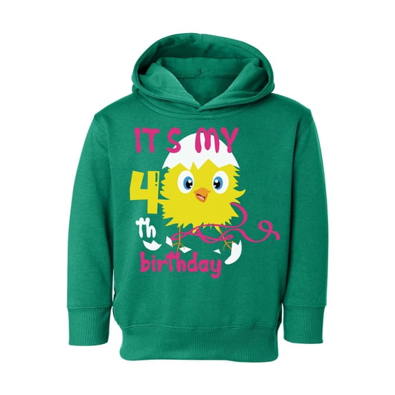 Awkward Styles 4th Birthday Hoodie It's My Fourth Birthday Chick Toddler Hooded Sweatshirt for Girls