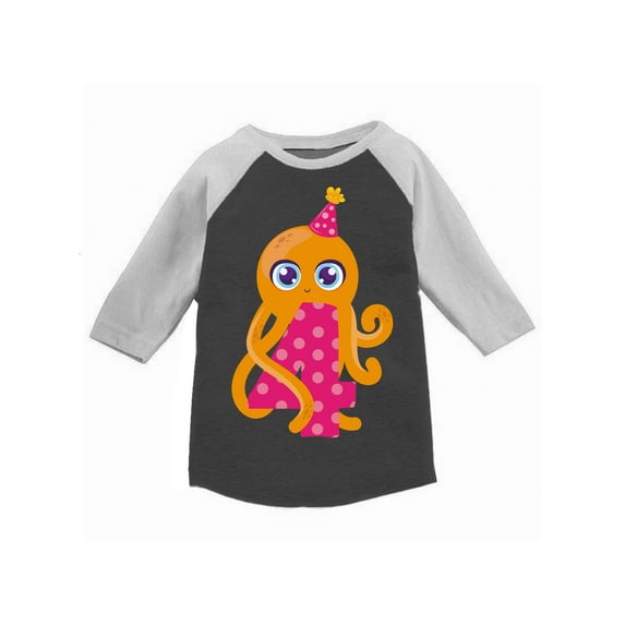 Awkward Styles 4th Birthday T-Shirt Cute Octopus Toddler Raglan Shirt