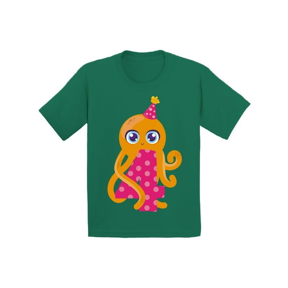 Awkward Styles 4th Birthday T-Shirt Cute Octopus Toddler Shirt