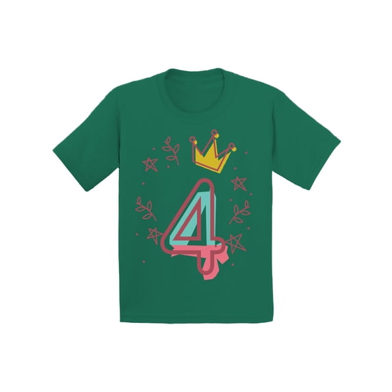 Awkward Styles 4th Birthday T-Shirt I'm Four Cute Crown Pink Toddler Shirt